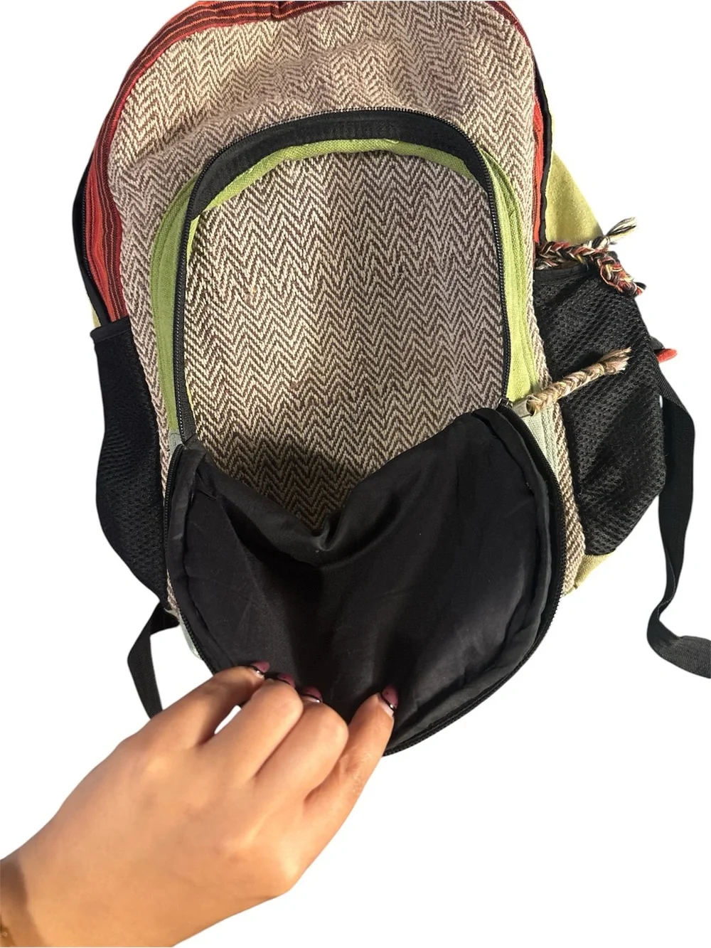 Multicolor Men's Patchwork Backpack with Yellow Accents